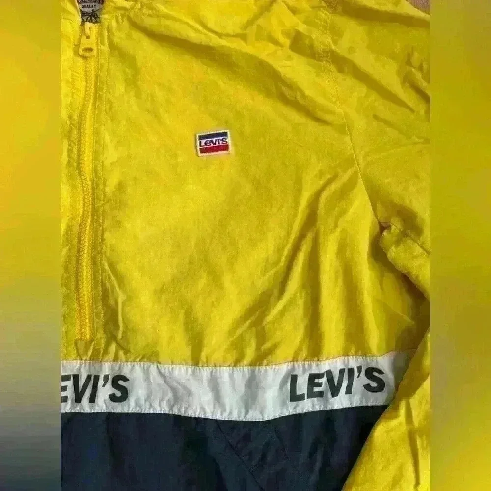 Levi’s Retro Color Block Mens Pullover 1/2 Zip Hooded Windbreaker Jacket Large